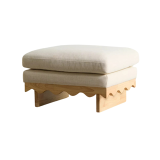 Upholstered ottoman with scalloped edge 