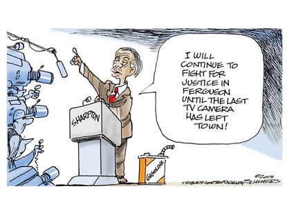 Editorial cartoon Al Sharpton Ferguson