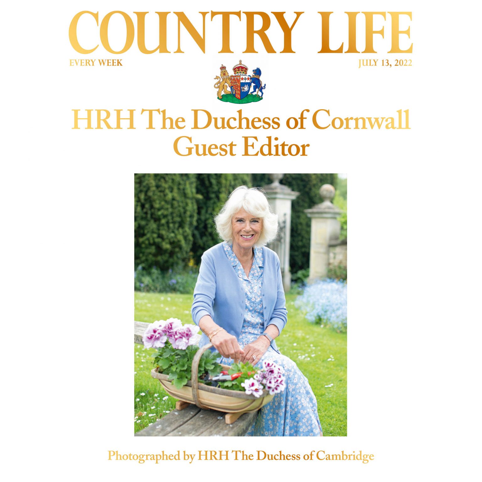 The cover of Country Life 13 July 2022, guest-edited by The Duchess of Cornwall. Credit: The Duchess of Cambridge for Country Life