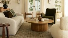 Neutral living room with cream boucle sofa