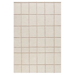 Em Checked New Zealand Wool Rug | Ivory