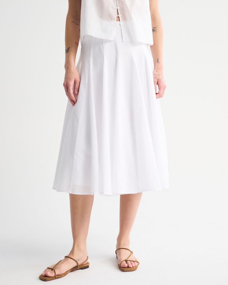 100% Cotton Godet Midi Skirt