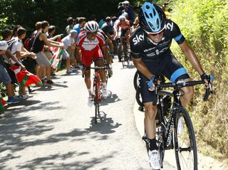 Mikel Nieve attacks on the climb, but couldn't get clear