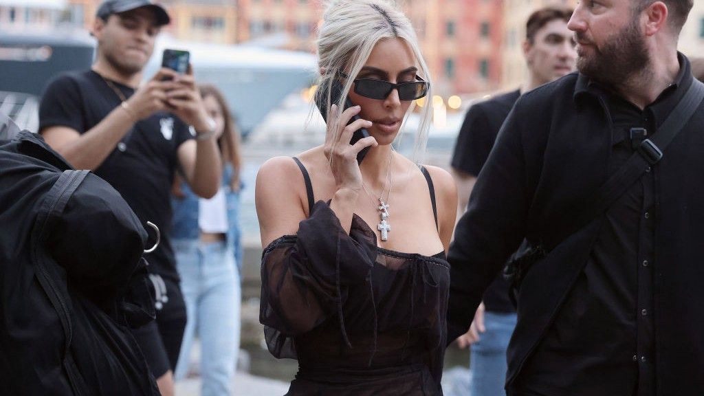 Kim Kardashian is seen on May 21, 2022 in Portofino, Italy