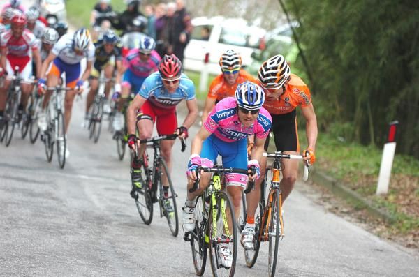 Damiano Cunego (Lampre-ISD) puts in a surge in the finale to Macerata.