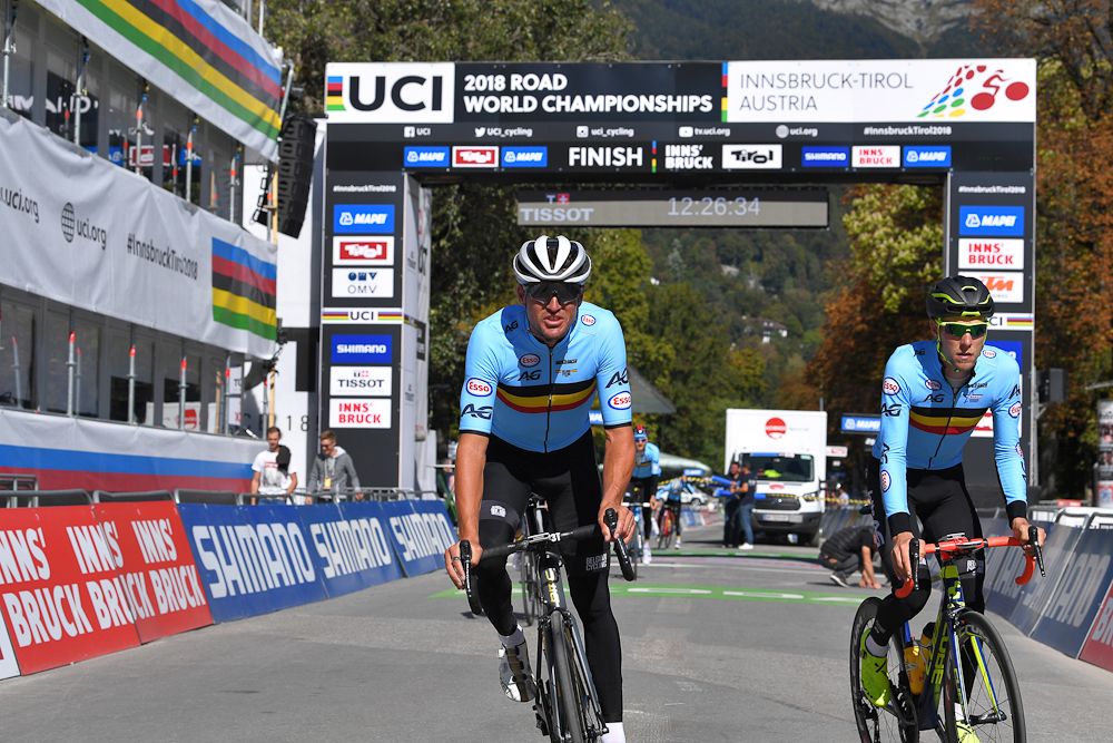 Belgium's Greg Van Avermaet and Xandro Meurisse