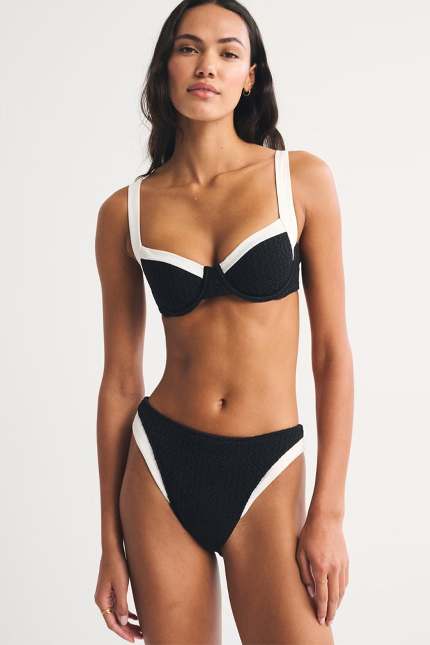 black and white swimsuit