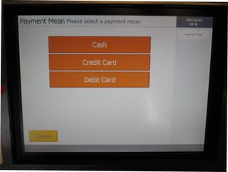 You can pay cash, using a credit card or a debit card.