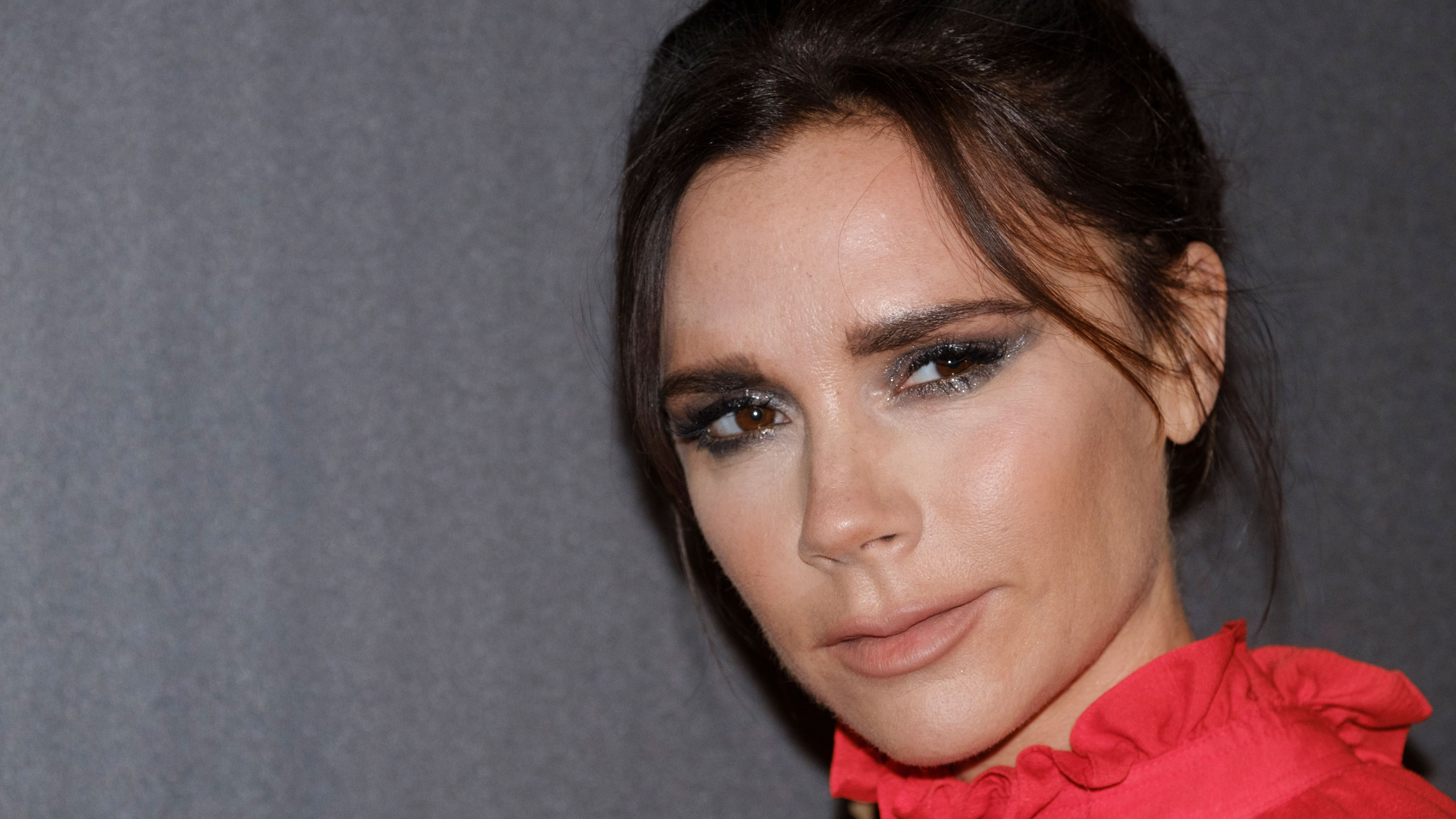 British designer Victoria Beckham arrives at a dinner organized by Vogue in her honor in Madrid, Spain, 18 January 2018
