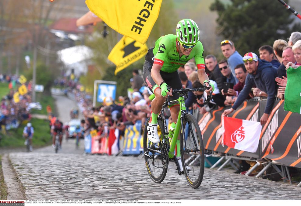 Dylan Van Baarle (Cannondale-Drapac) leads the chase and took fourth in the Tour of Flanders