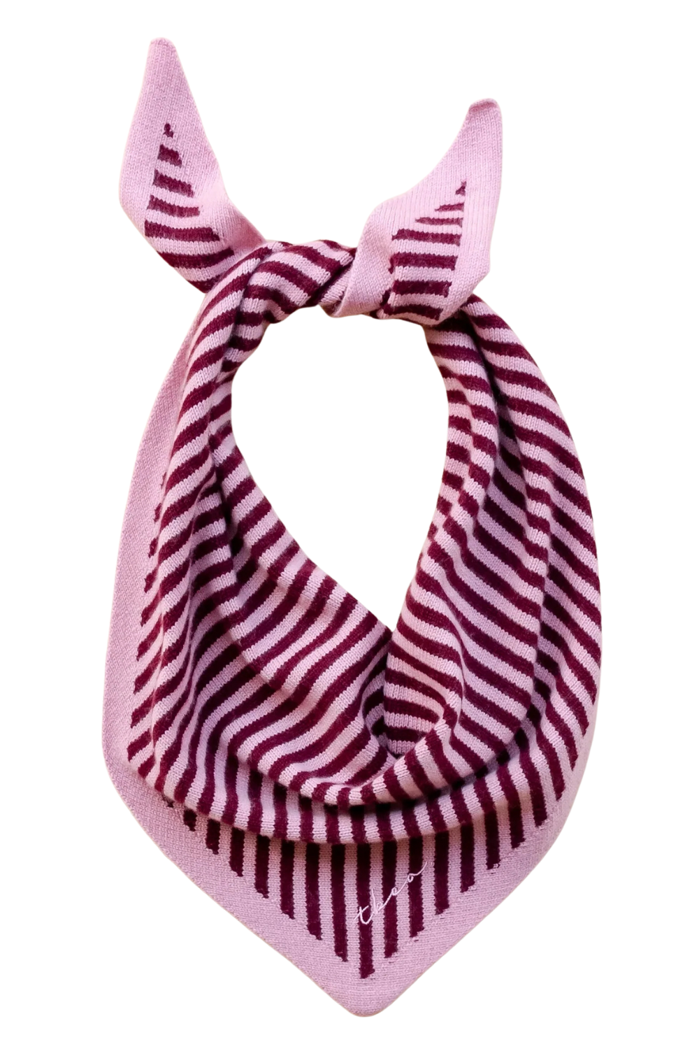 Merino Triangle Scarf in Pink Stripe