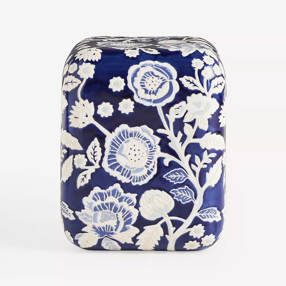 Freya Block-Print Ceramic Side Table