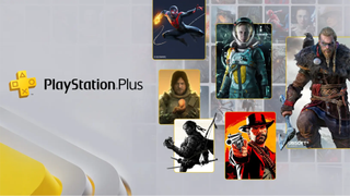 Main characters from a handful of triple A titles along with a PS Plus logo 