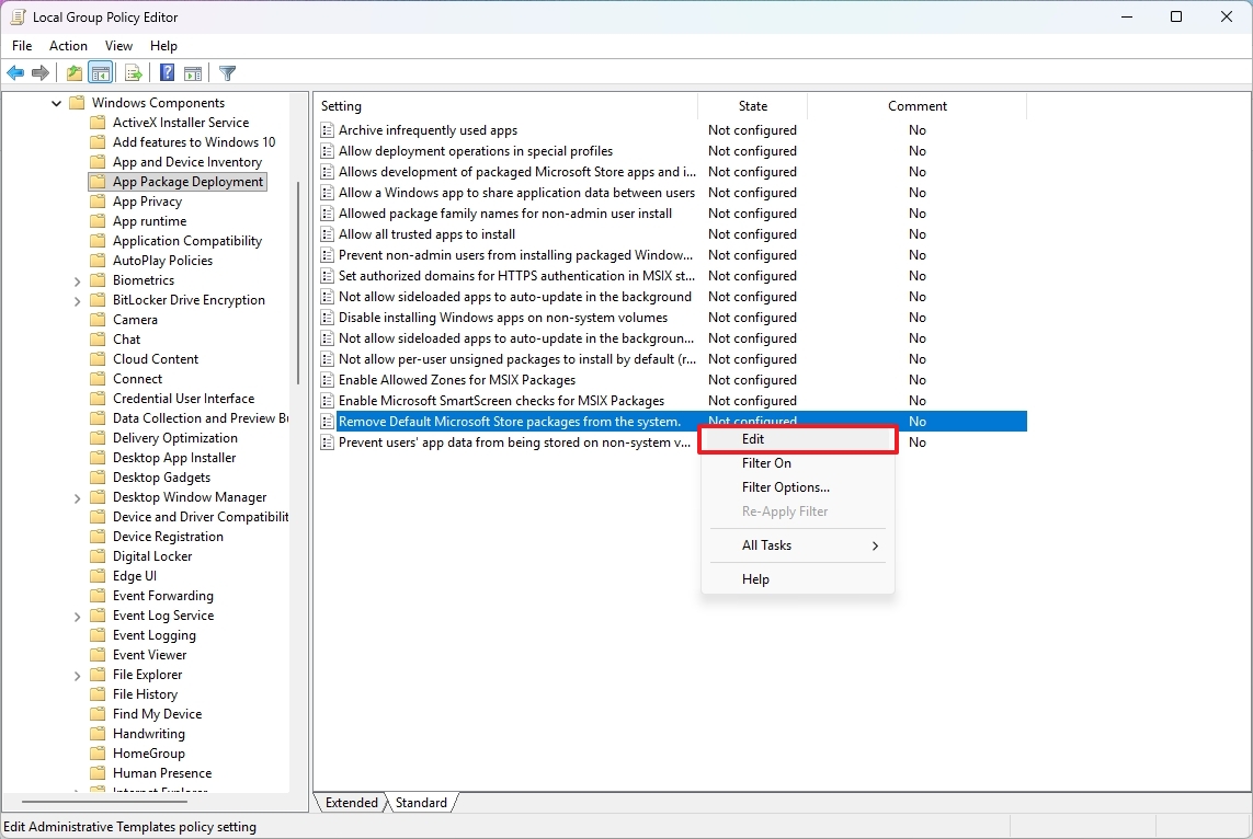 Remove Default Microsoft Store packages from the system (edit)