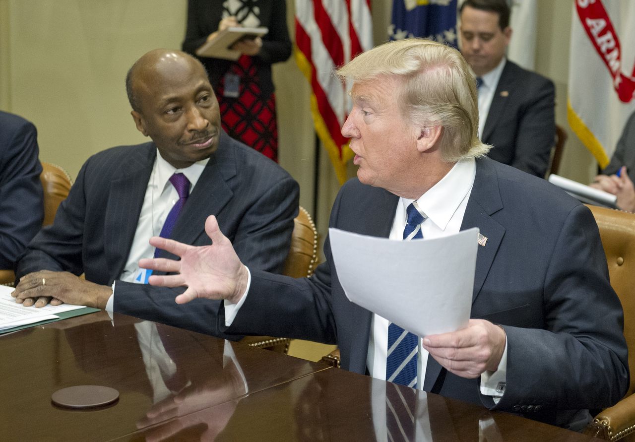 President Trump speaks with Merck CEO Kenneth Frazier