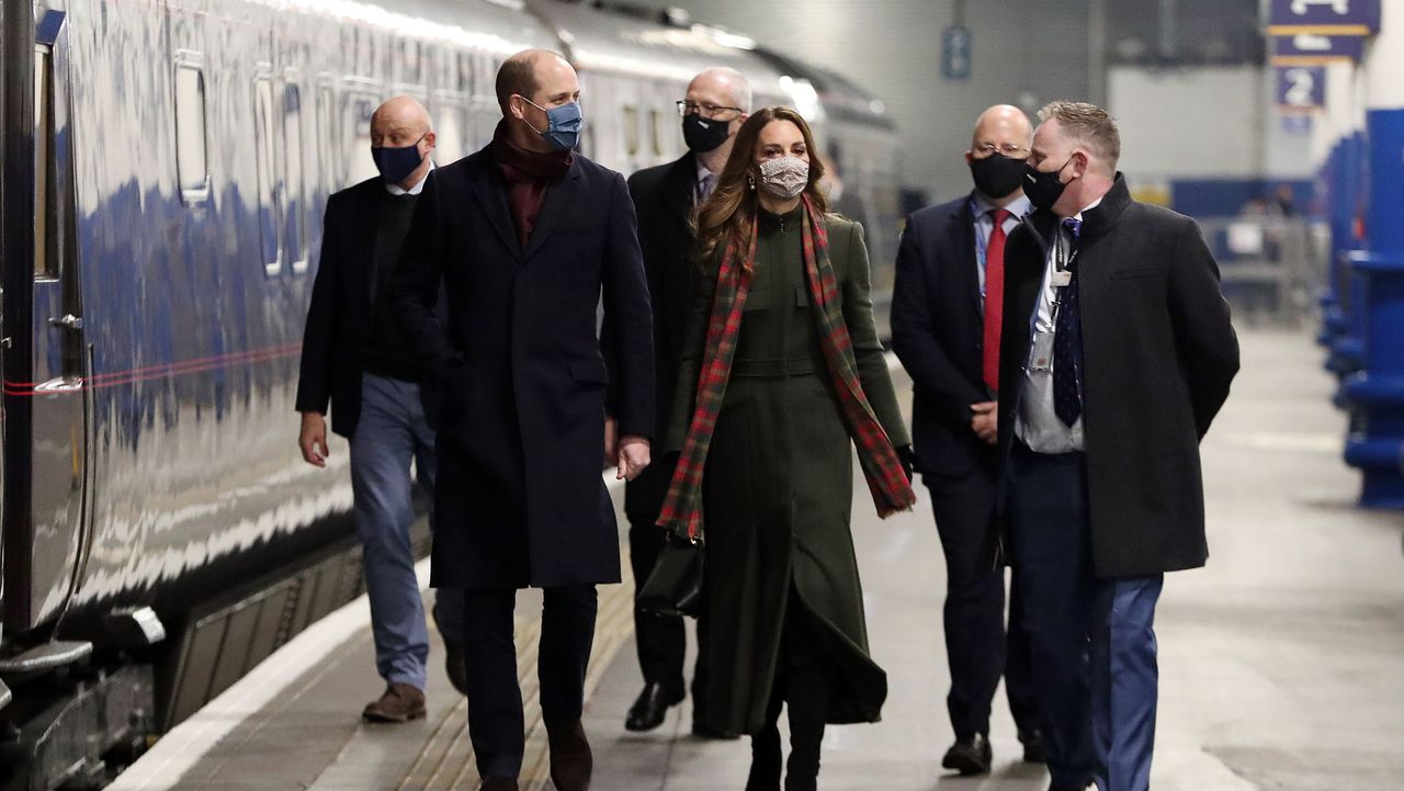 london, united kingdom december 06 prince william, duke of cambridge and catherine, duchess of cambridge board the royal train at london euston station on december 06, 2020 in london, united kingdom duke and duchess of cambridge will embark on a three day tour aboard the royal train to thank frontline staff and community workers in the uk photo by chris jacksongetty images