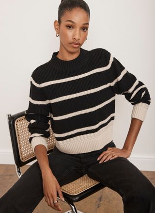 Black Striped Cotton Blend Jumper