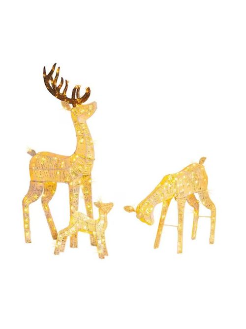 60-inch Metal Deer Family with LED Lights