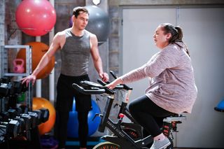 Bernadette Taylor goes to the gym in EastEnders