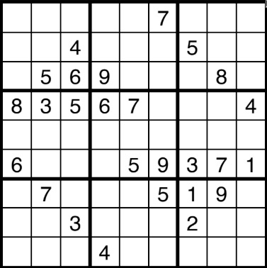 An unsolved sudoku.