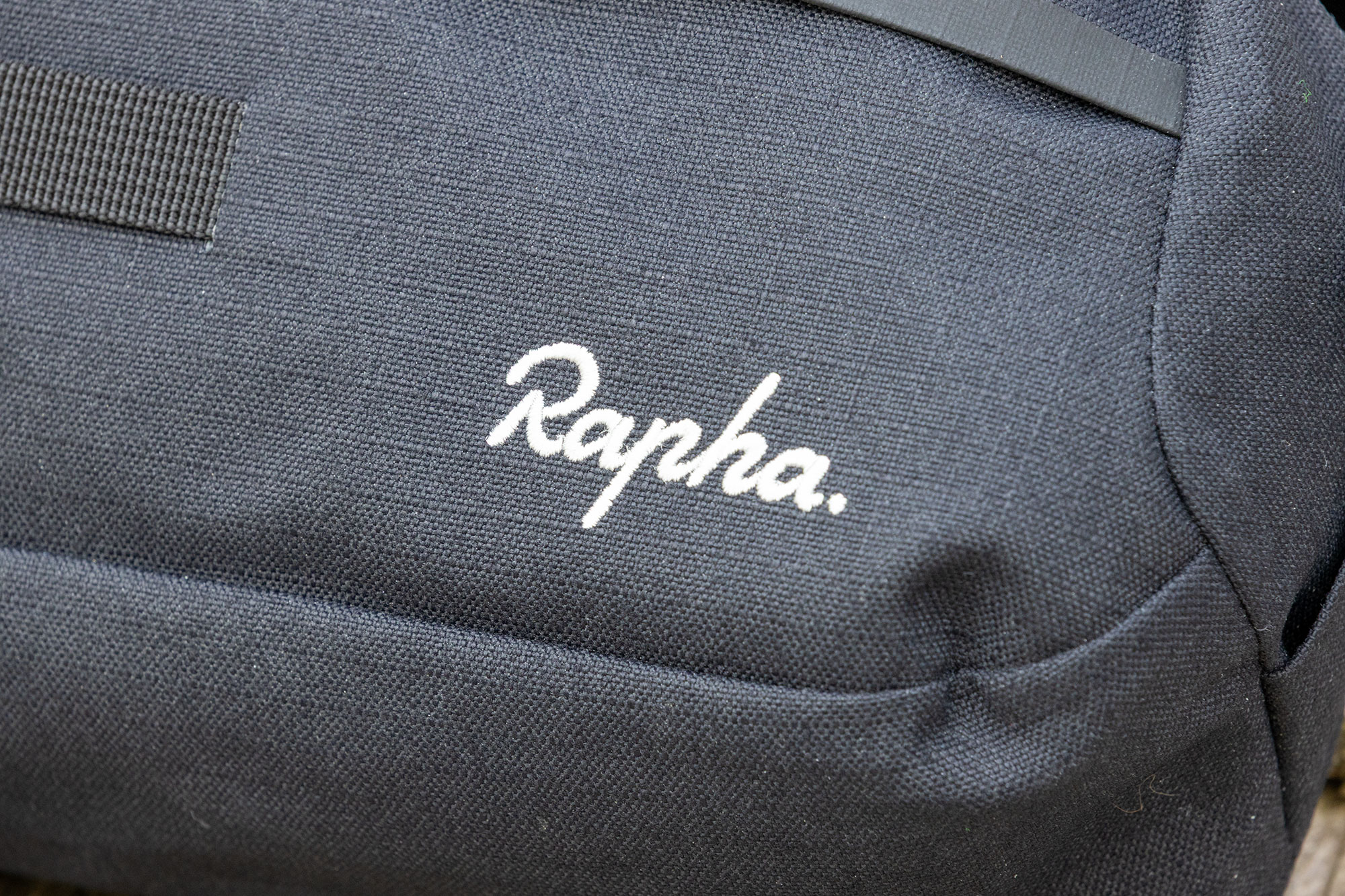 Rapha logo on Rapha Explore Bar Bag