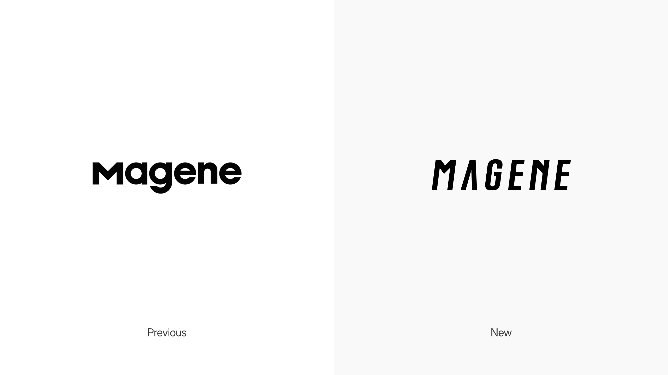 Magene's old logo on the left with its new logo on the right