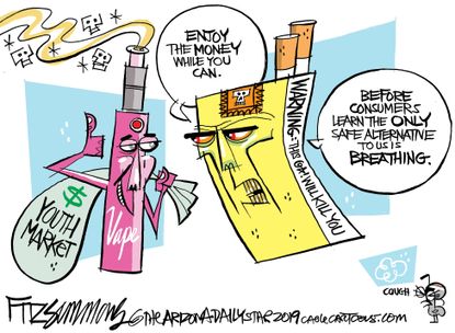 Editorial Cartoon U.S. vaping juul deaths cigarettes
