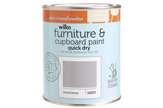 Best paint for kitchen cabinets: Wilko Quick Dry Satin Furniture and Cupboard Paint
