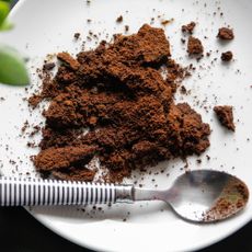 Coffee grounds and spoon