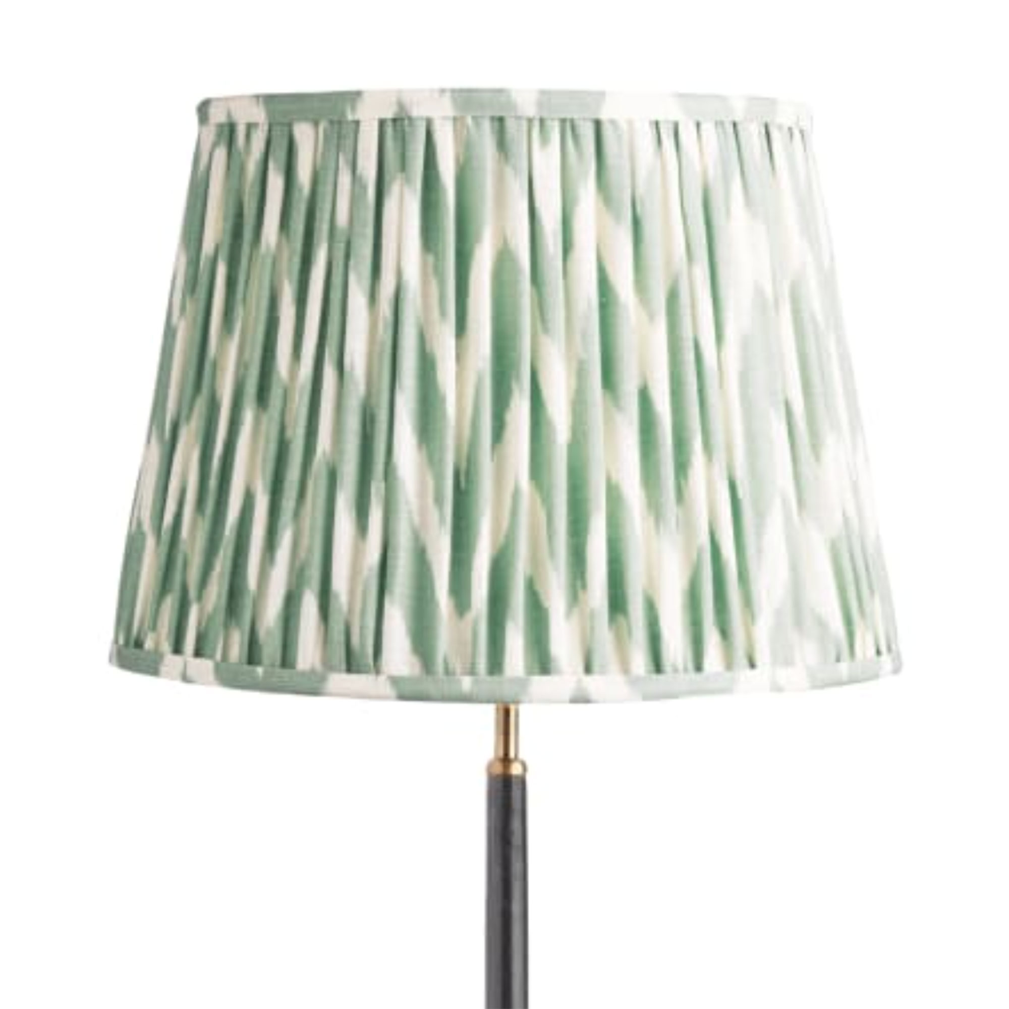 40cm Straight Empire Gathered Lampshade in Eau De Nil Printed Linen Ikat