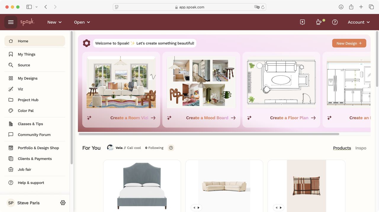 Home design tool Spoak during our review