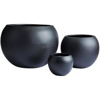 Signature Mount Sherman 1-Piece Fiberstone Planter for Indoor/outdoor, Black, 10