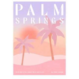 A pastel pink, purple, and orange geometric Palm Springs art print