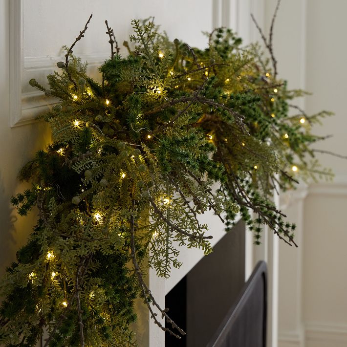 Pre-Lit Faux Mixed Pine Garland