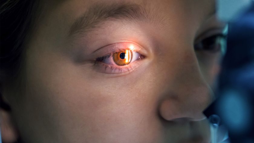 Girl undergoing an eye exam.