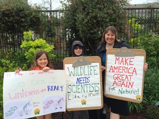 Collette Adkins (right), a senior attorney at the Center for Biological Diversity, brought her two kids to the March for Science in Washington, D.C.