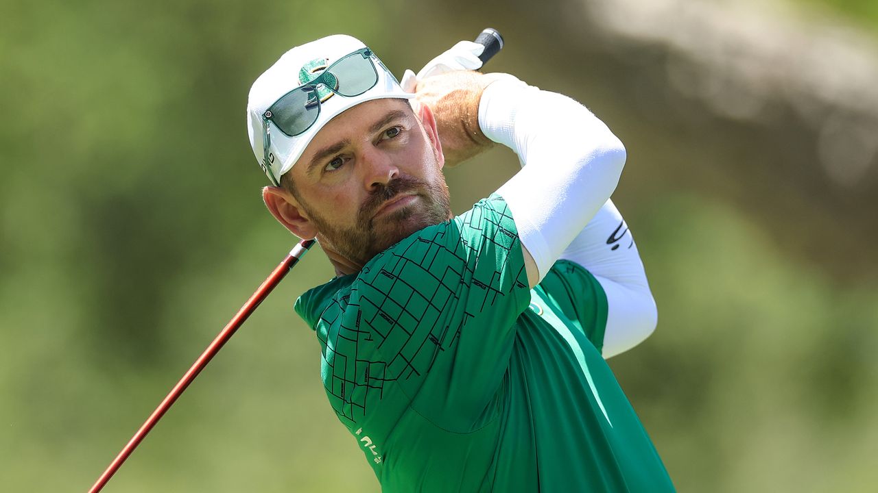 Louis Oosthuizen takes a shot during the LIV Golf Andalucia tournament