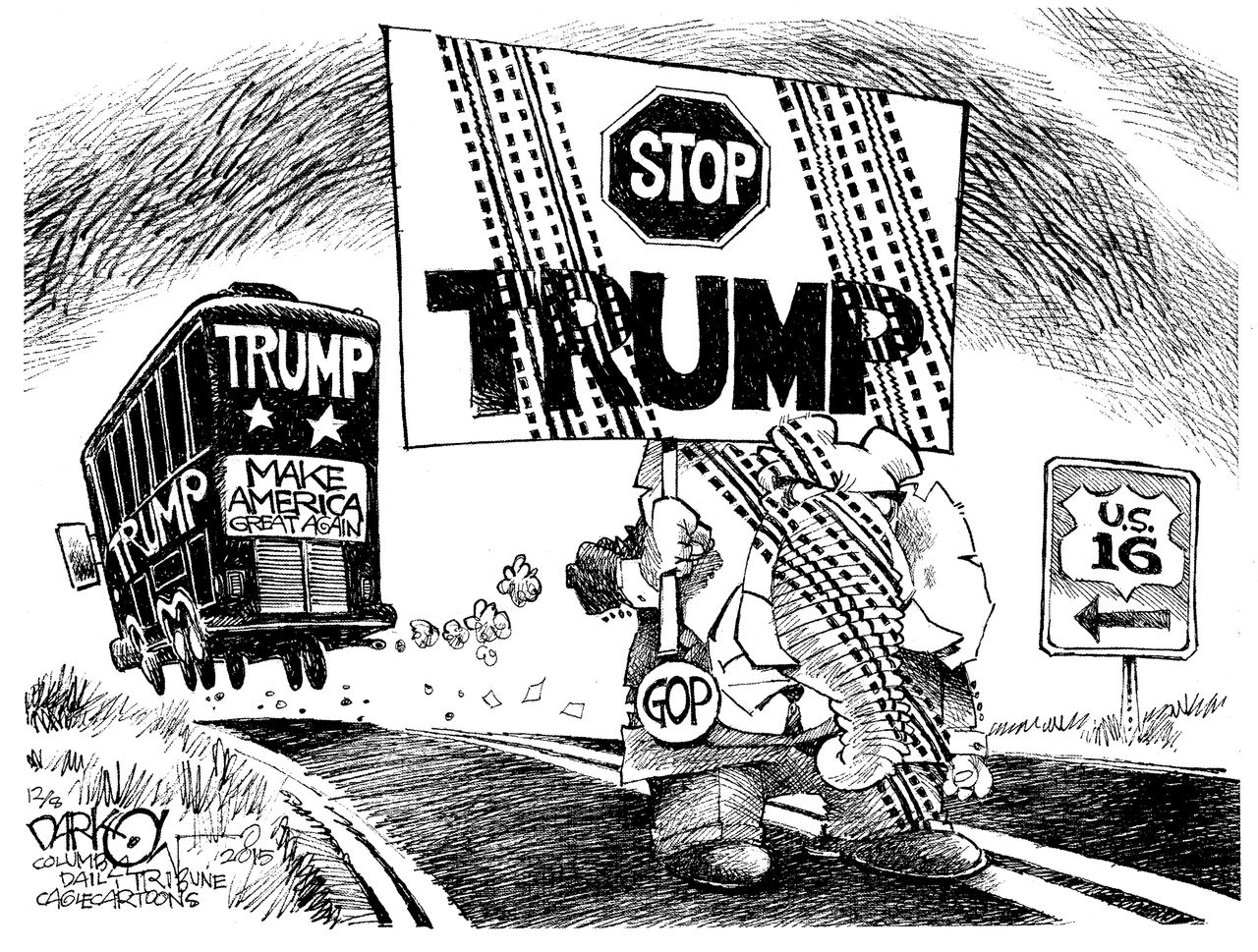 Political cartoon U.S. GOP Donald Trump 2016