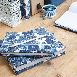 fabric with notebook and pencil