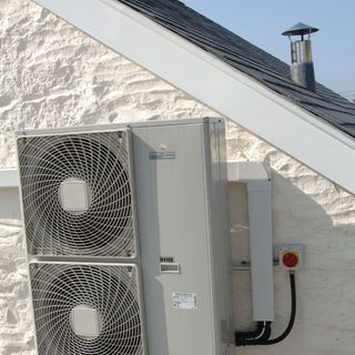 heat pump on exterior wall