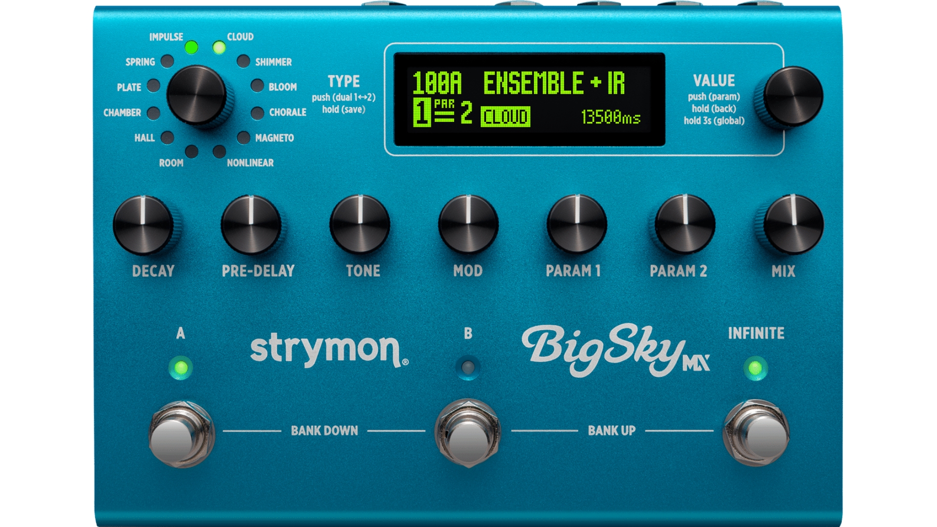 A Strymon BigSky MX reverb pedal