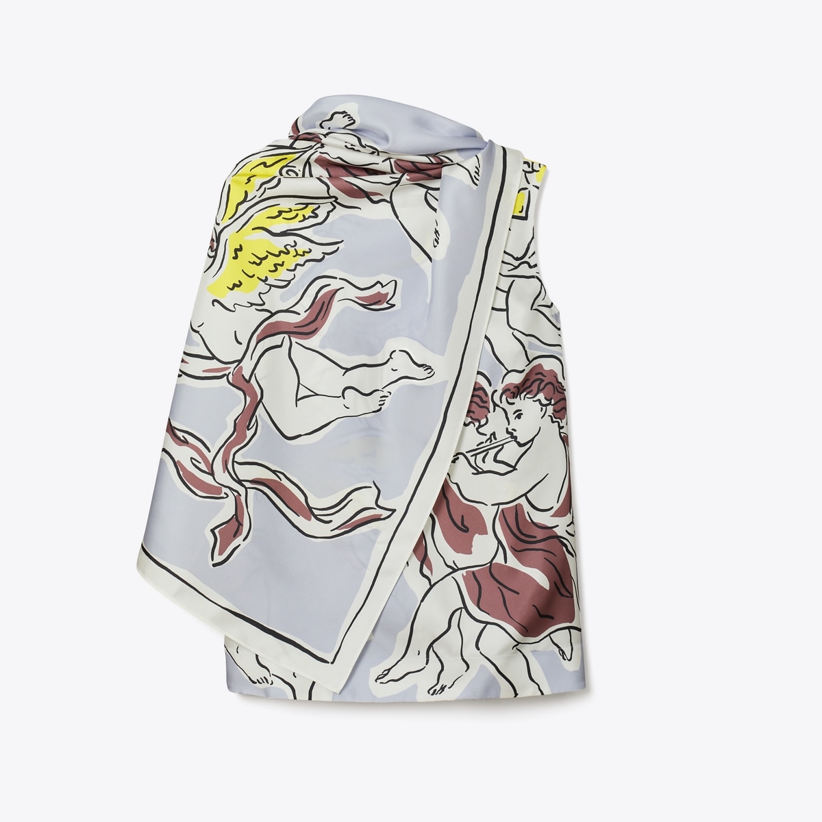 Printed Silk Cape Top in Purple, Size 6