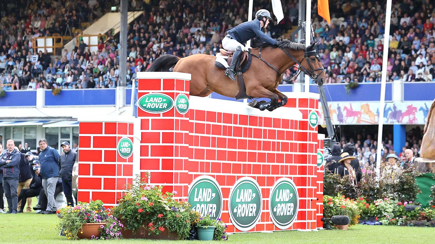 Showjumping results: Mikey Pender winning the puissance at Dublin Horse Show