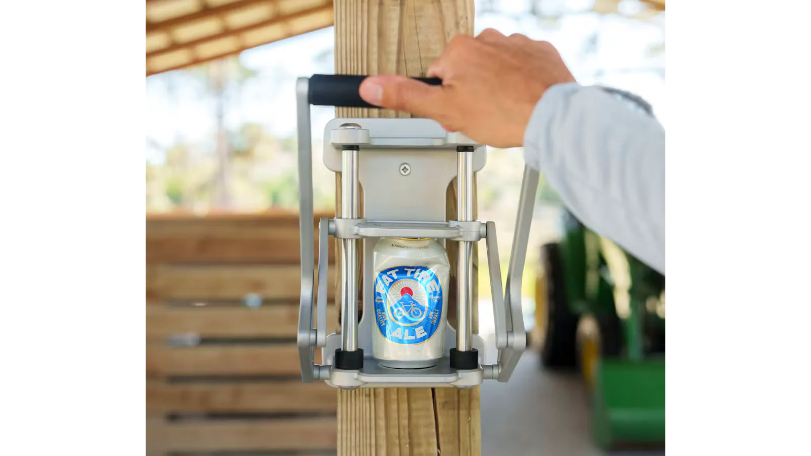 YETI Can Crusher in use