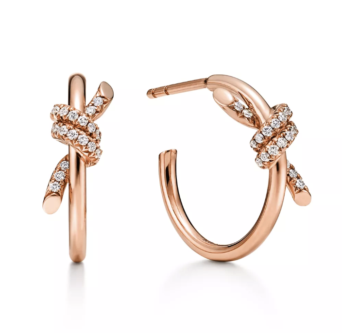 Tiffany &amp;amp; Co., Hoop Earrings in Rose Gold with Diamonds