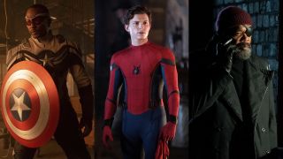 Anthony Mackie's Captain America, Tom Holland's Spider-Man and Samuel L. Jackson's Nick Fury