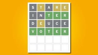 Wordle 644 answer on a yellow background