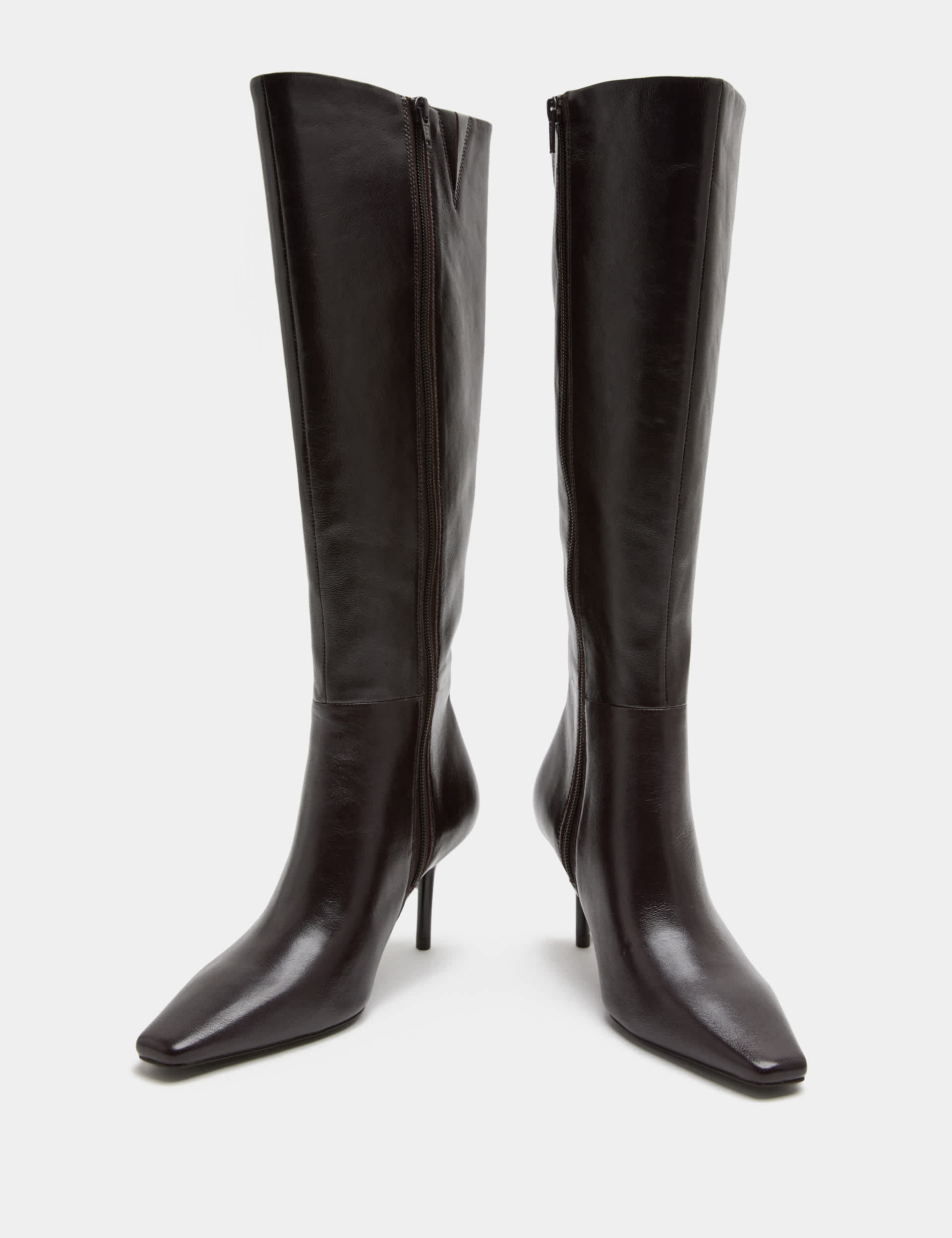 Leather Stiletto Heel Knee High Boots