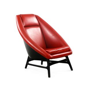 red colour leather armchair