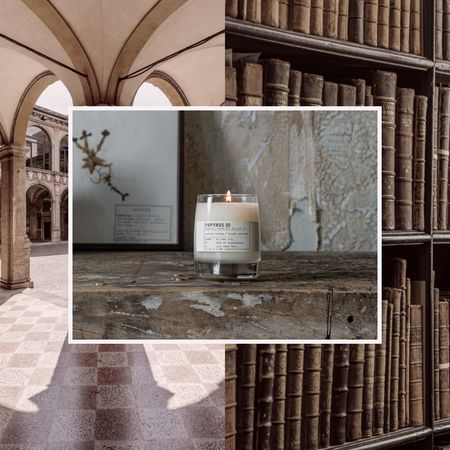 le labo papyrus 20 candle on a library background